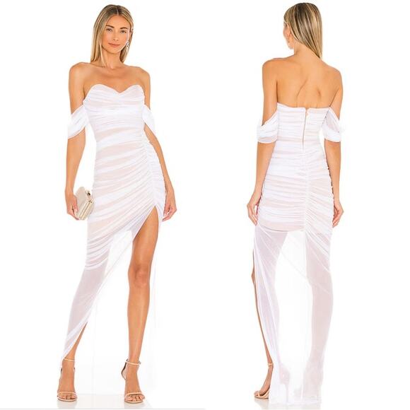 Nookie x Revolve Dita Boned Bodice Mesh Gown Size Small NWT White Nude - Picture 2 of 5